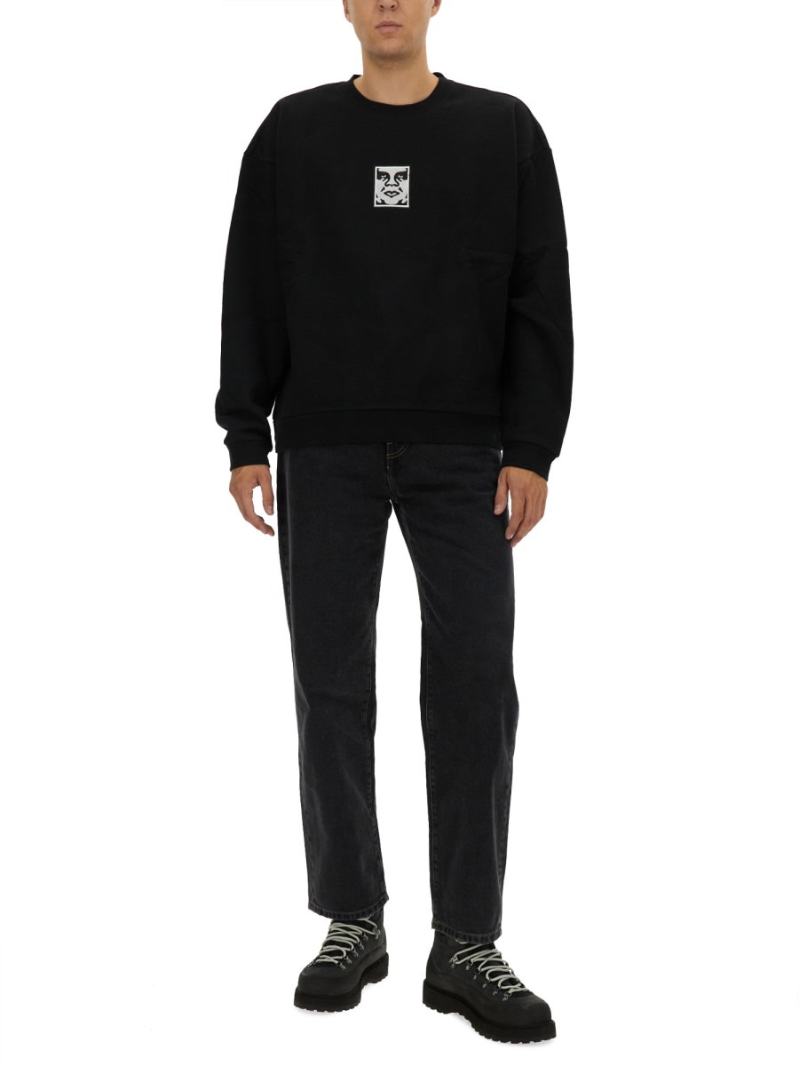 Shop Obey Cotton Sweatshirt In Black