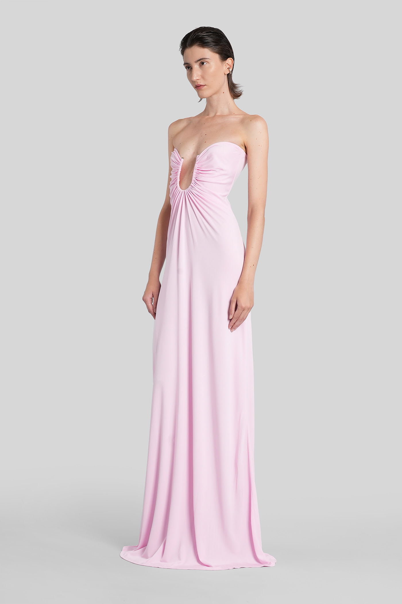 Christopher Esber Arced Palm Gathered Maxi Dress In Pink