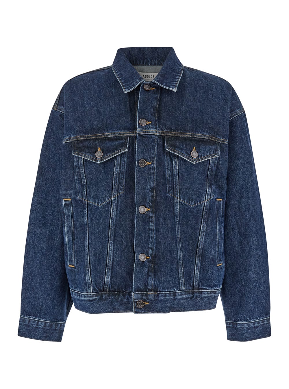 Shop Agolde Blue Jacket With Vintage Effect In Denim Man