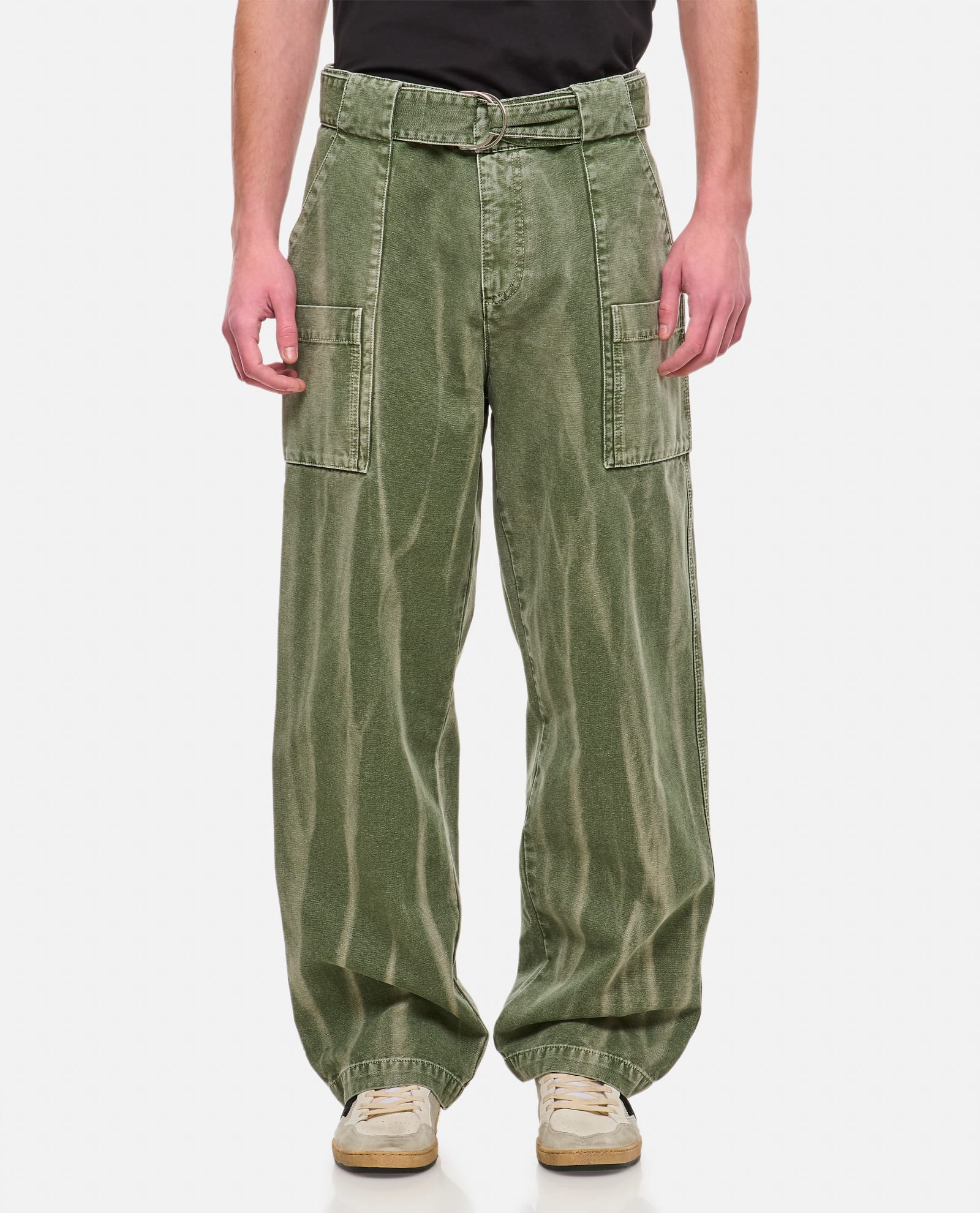 Shop Jw Anderson Wide Leg Cargo Trousers In Green