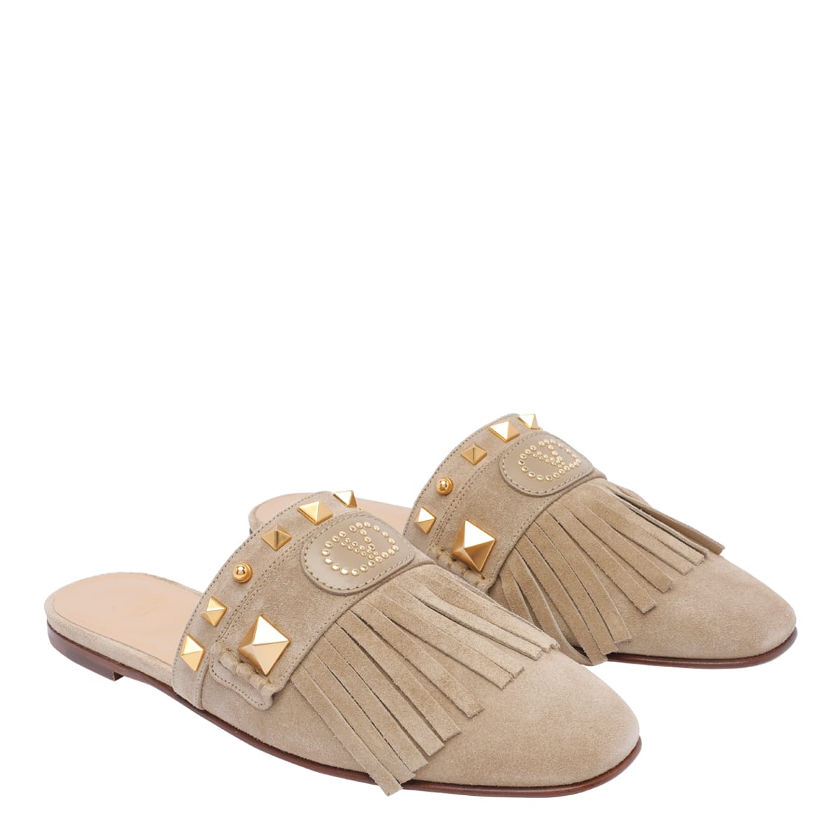 Valentino Vlogo Sliders In Beige