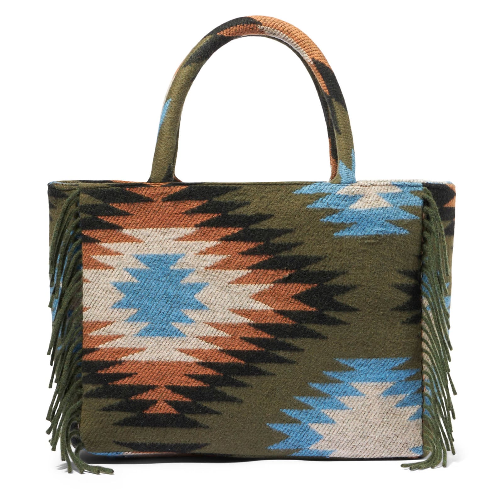 Shop Mc2 Saint Barth Vanity Blanket Shoulder Bag With Ethnic Print And Fringes In Multicolor