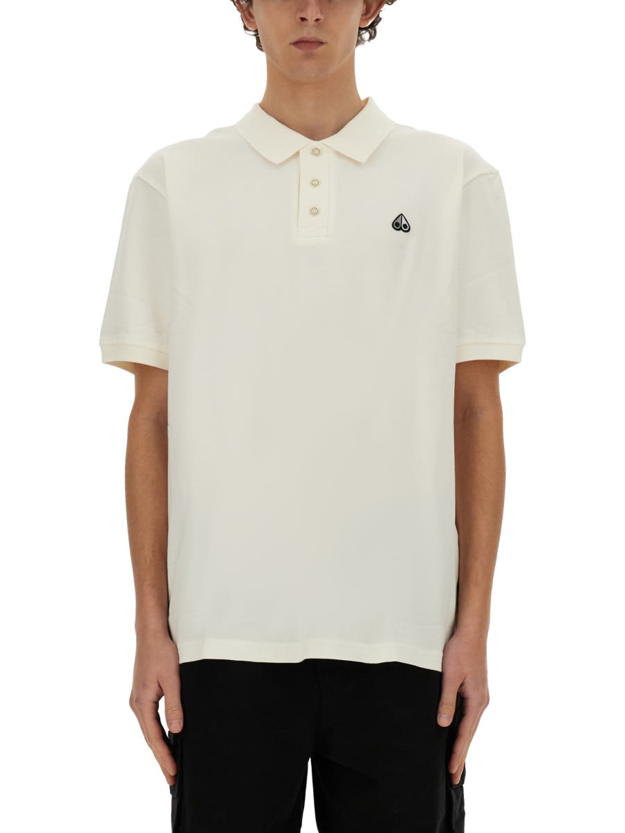 Shop Moose Knuckles Polo With Logo Patch In White