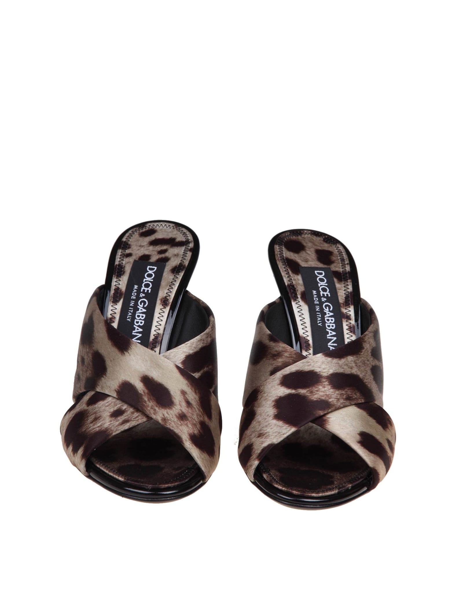 Shop Dolce & Gabbana Keira Sandals In Satin With Spotted Print In Leopard