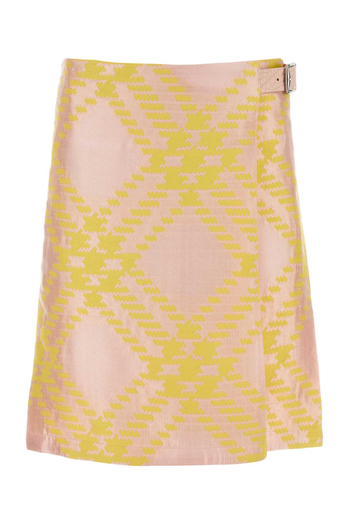 Shop Burberry Embroidered Cotton Blend Skirt In Sherbetipcheck