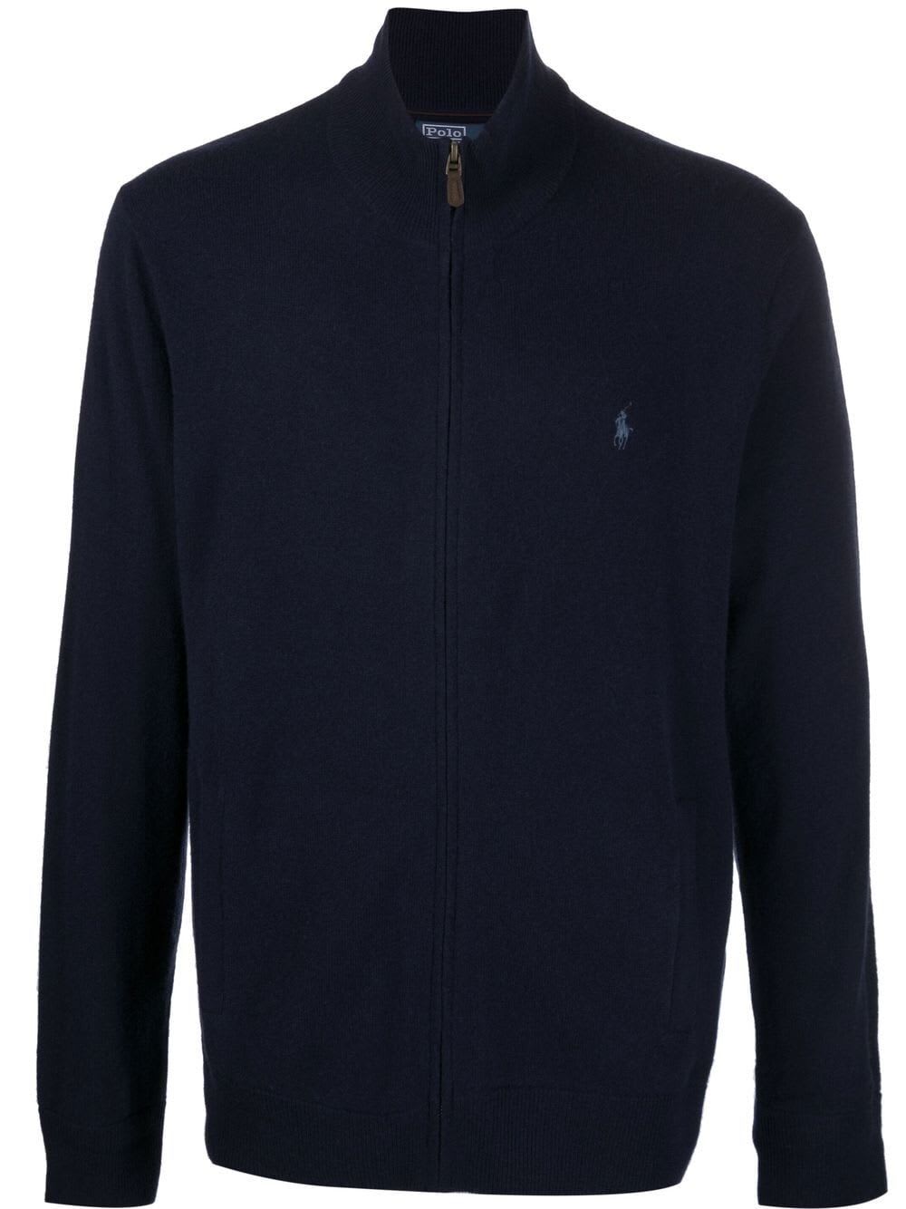 Shop Polo Ralph Lauren Long Sleeve Full Zip Sweater In Hunter Navy