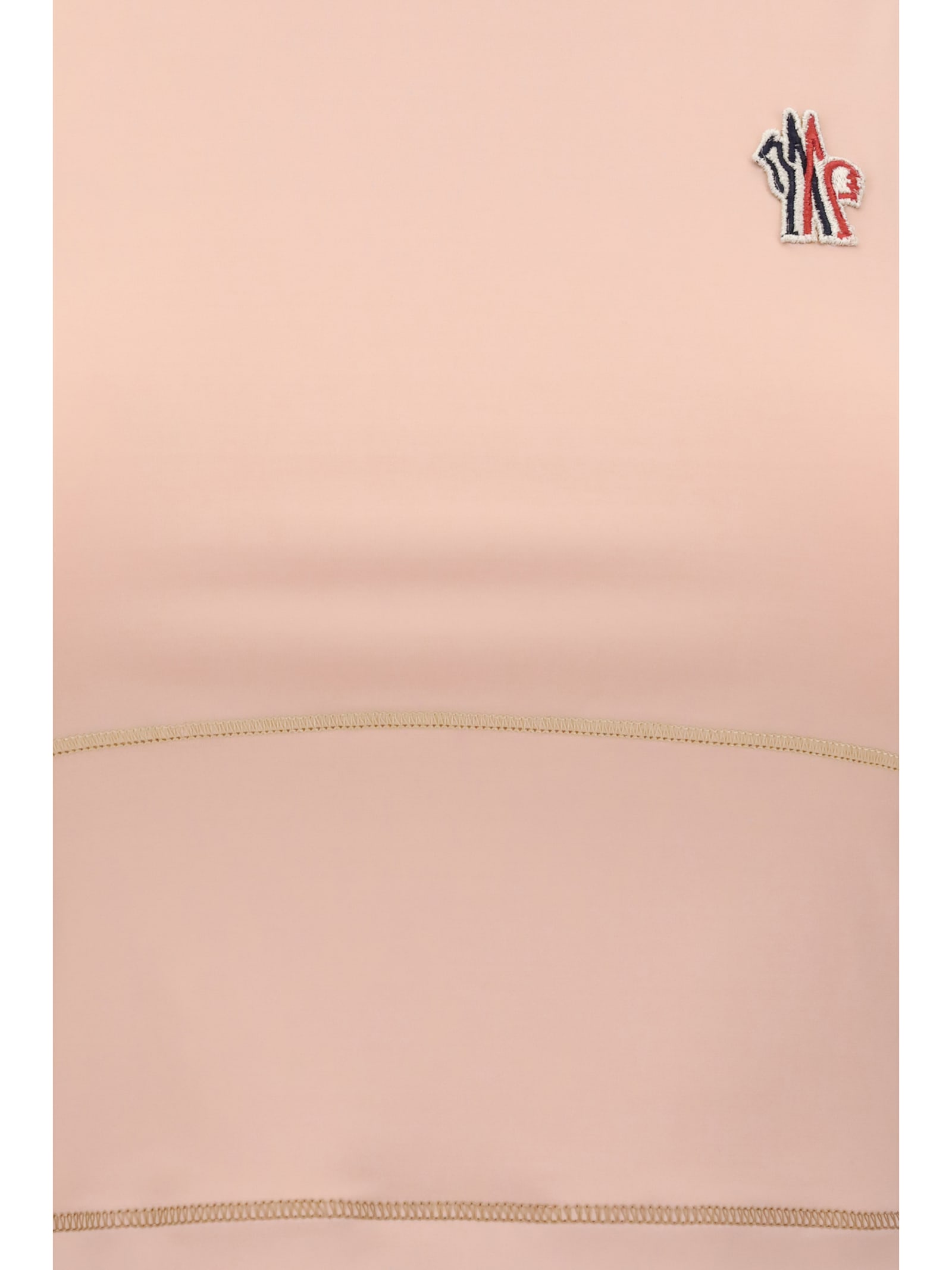 Moncler Sleeveless Round Neck Top With Contrast Stitching In Pink