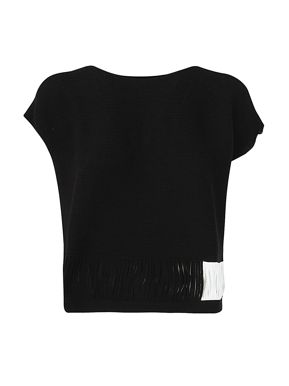Pierantonio Gaspari Cotton Ribbed Knit Top Whit Contrasting Threads In Black
