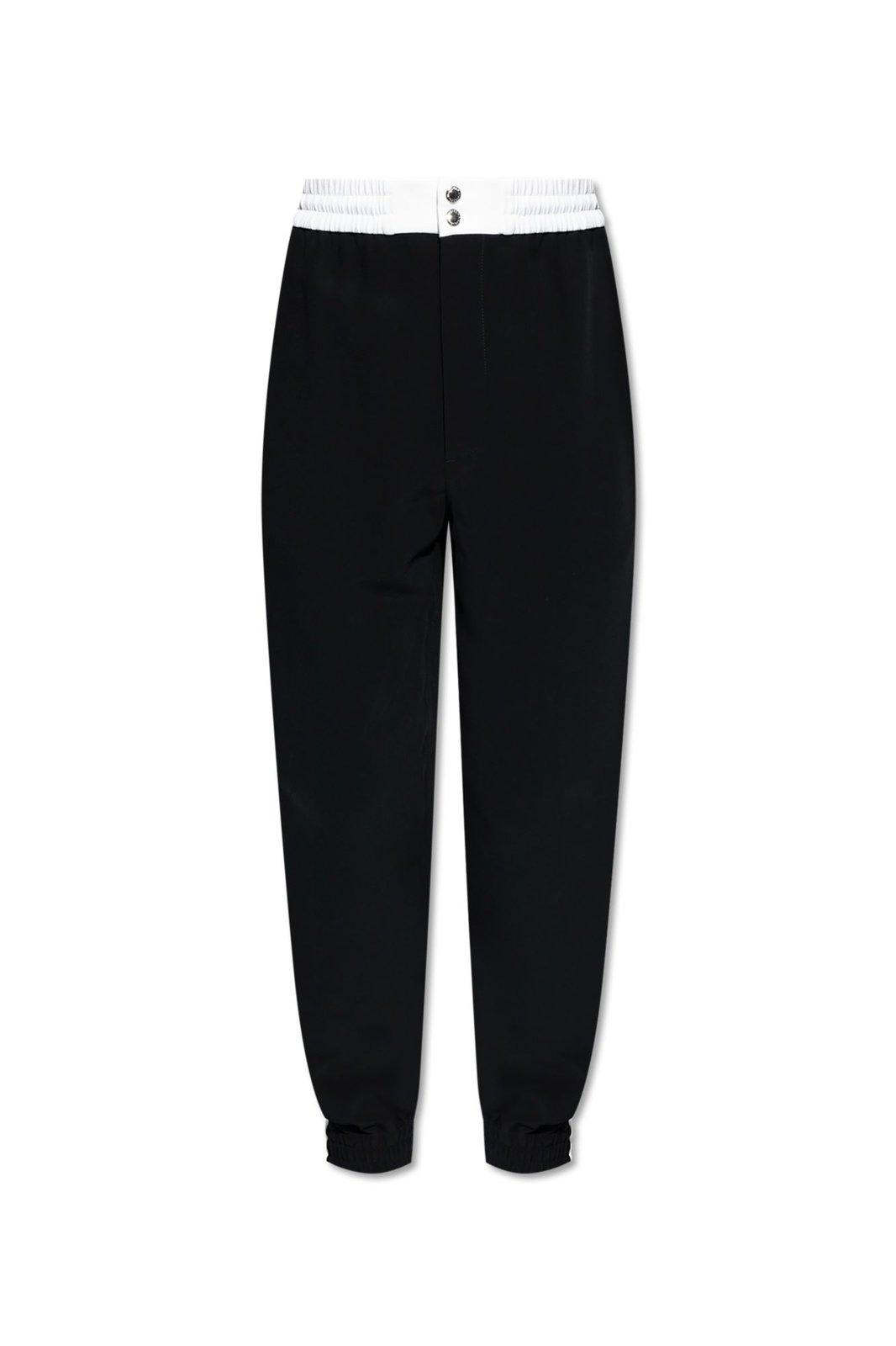 Shop Alexander Mcqueen Elastic Waist Trousers In Black / Ivory