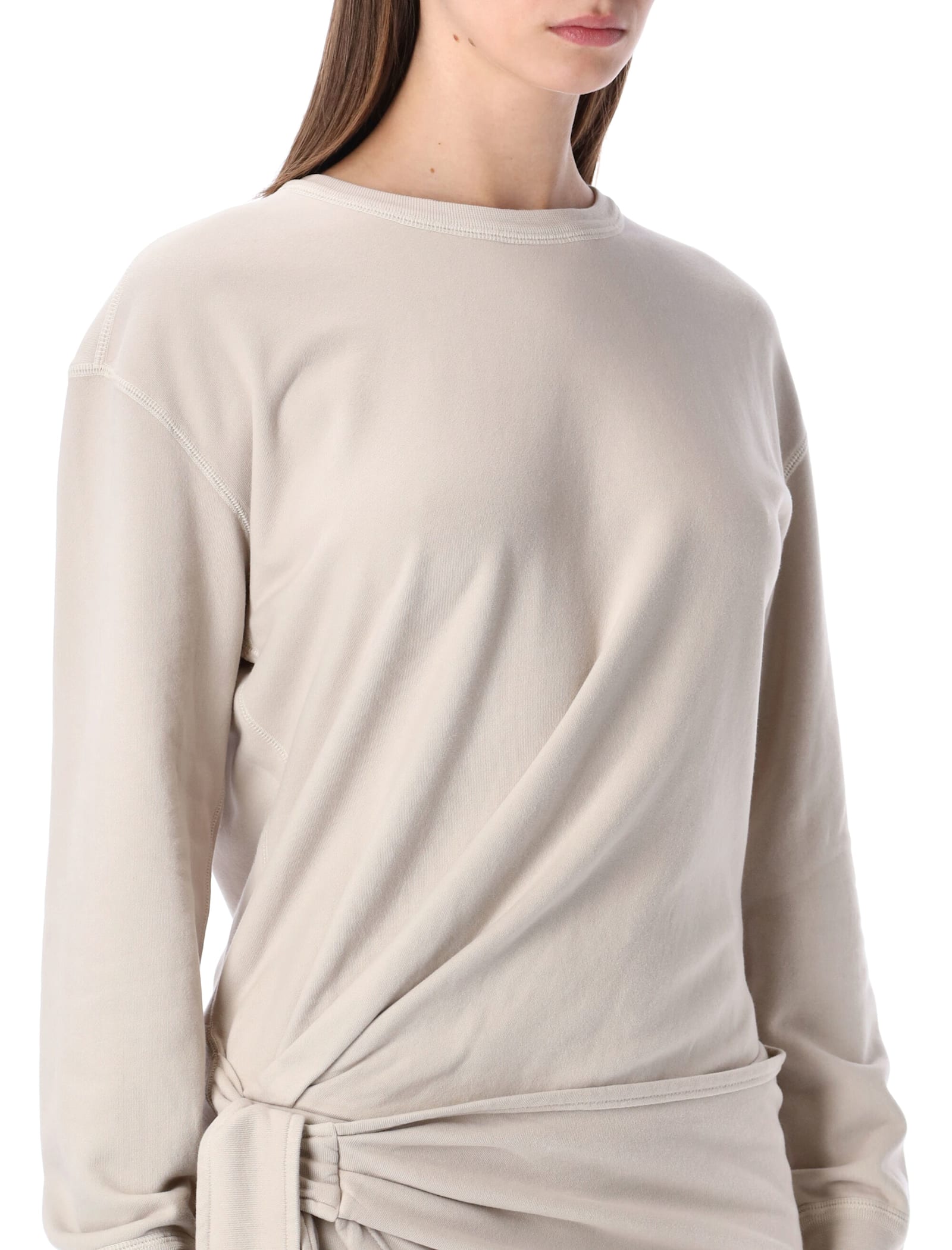 Isabel Marant Étoile Zae Fleece Dress Draped Knot Long Sleeves In Neutral