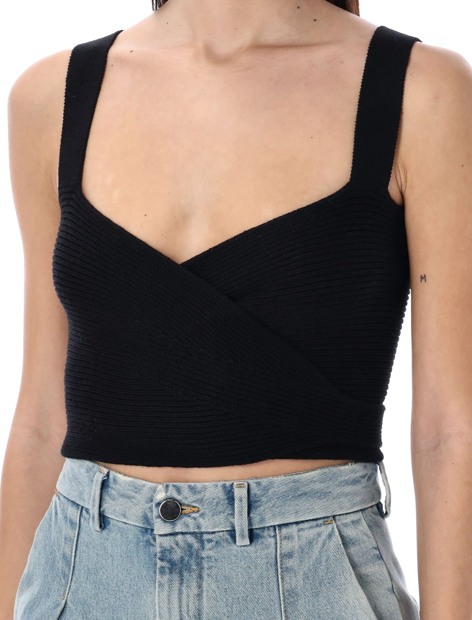 Shop Loulou Studio Abaca Knitted Top In Black