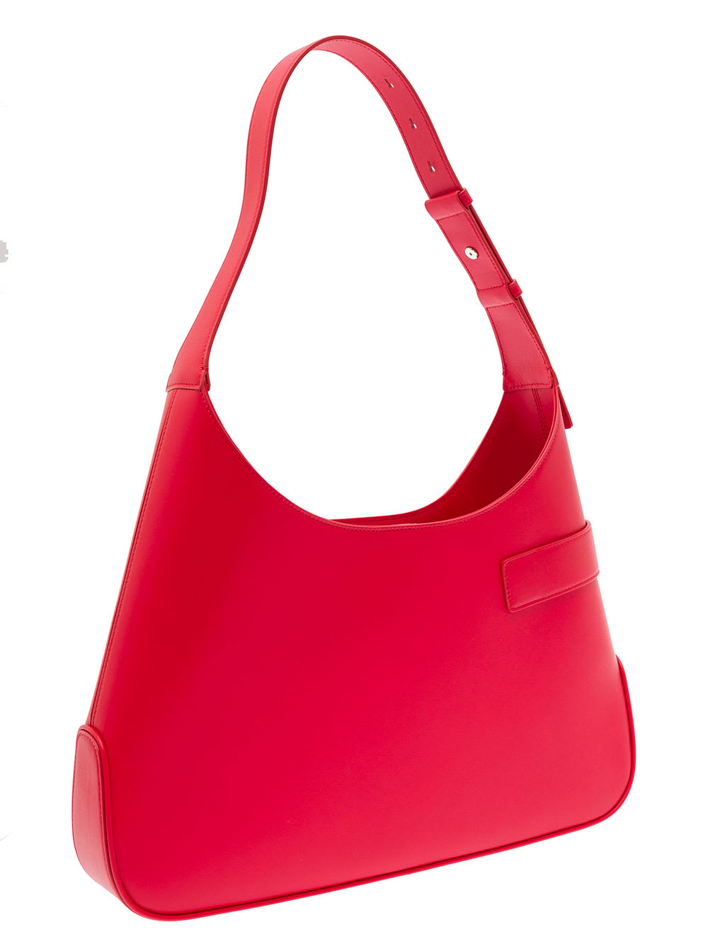 Shop Ferragamo Red Hobo Shoulder Bag With Asymmetric Pocket And Gancini Buckle In Leather Woman