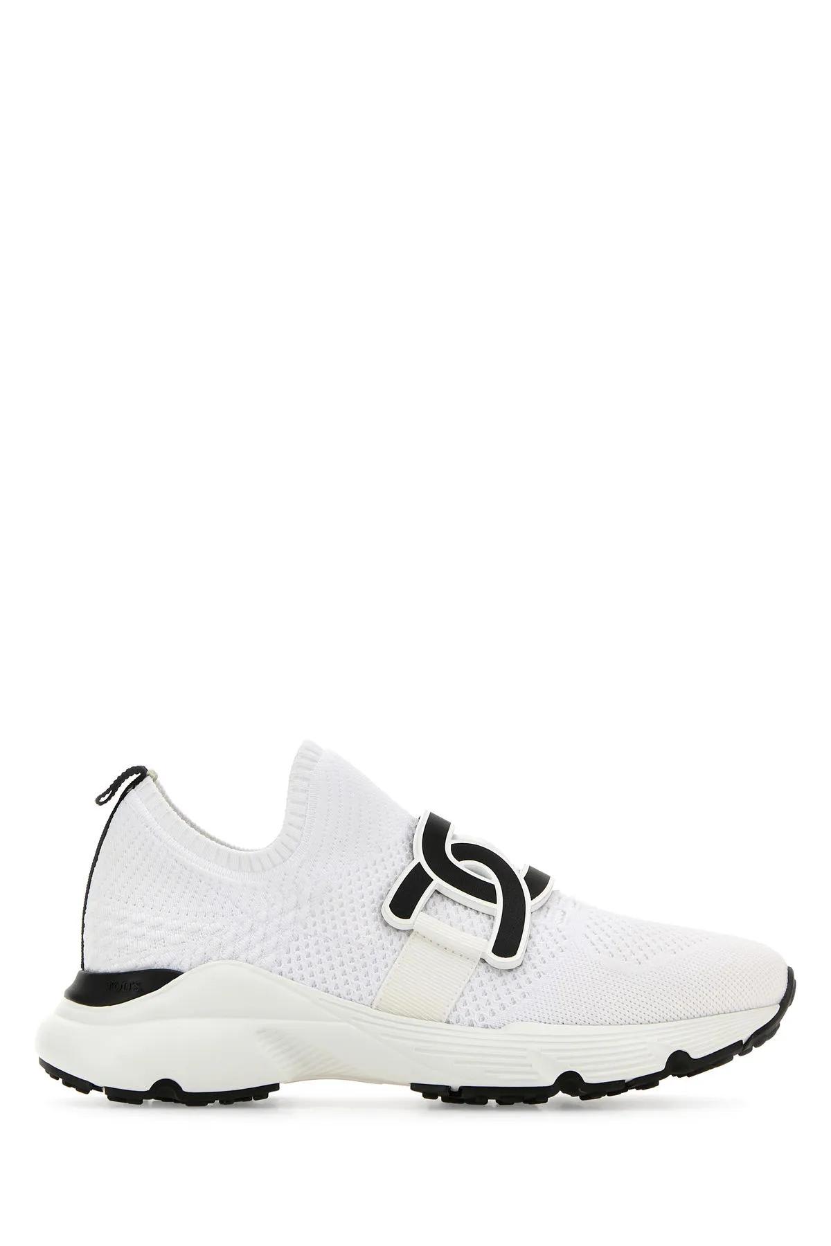 Shop Tod's White Fabric Kate Slip Ons