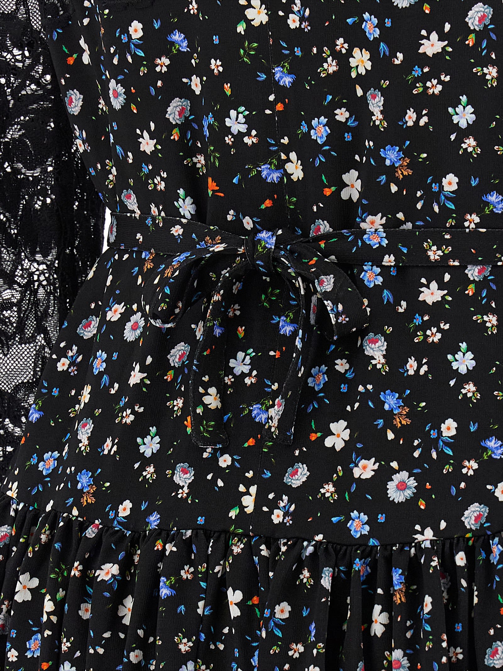 Rabanne Lace Floral Dress Keyhole Back In Black