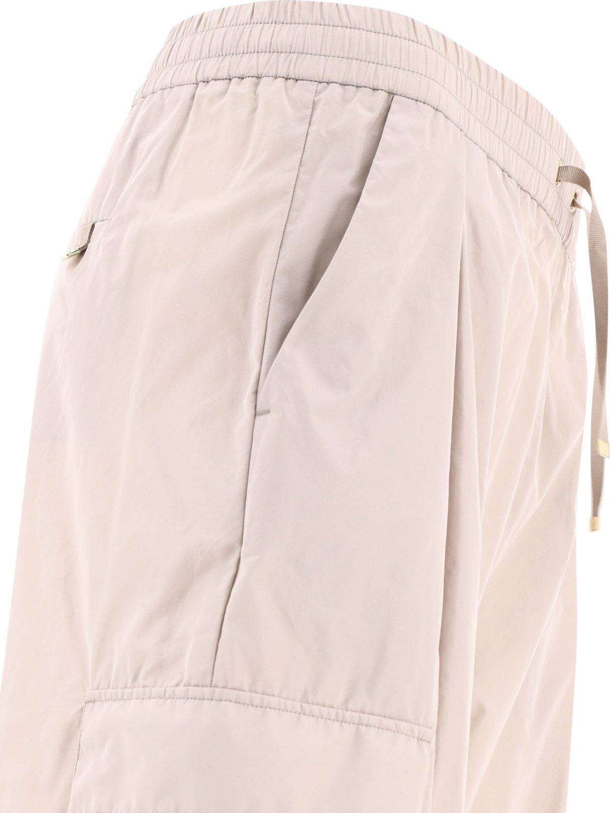 Shop Herno Drawstring Wide Leg Cargo Trousers In Grey