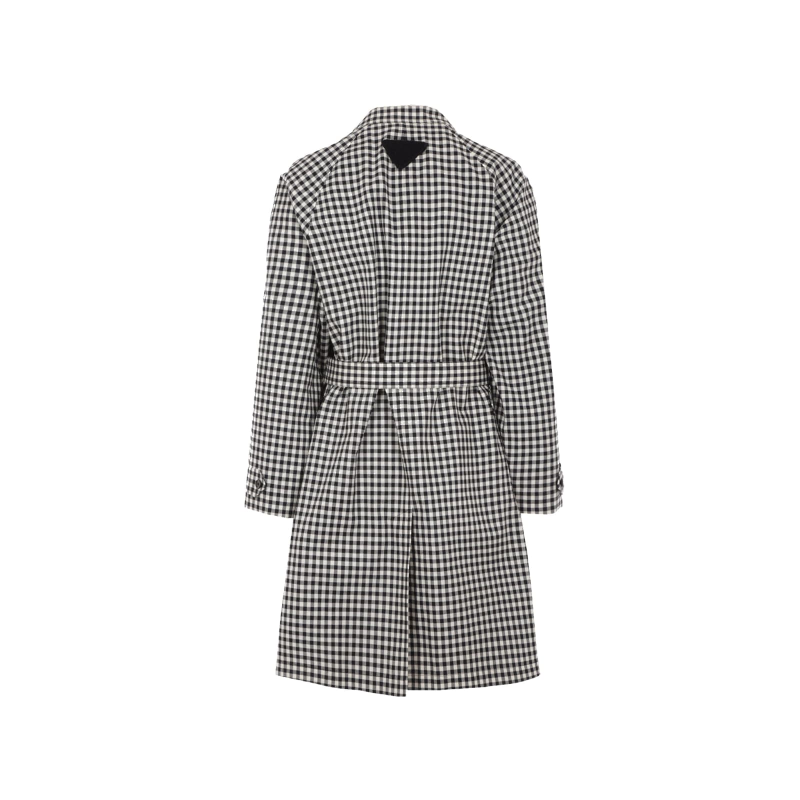 Prada Black Embroidered Cotton Overcoat In Black