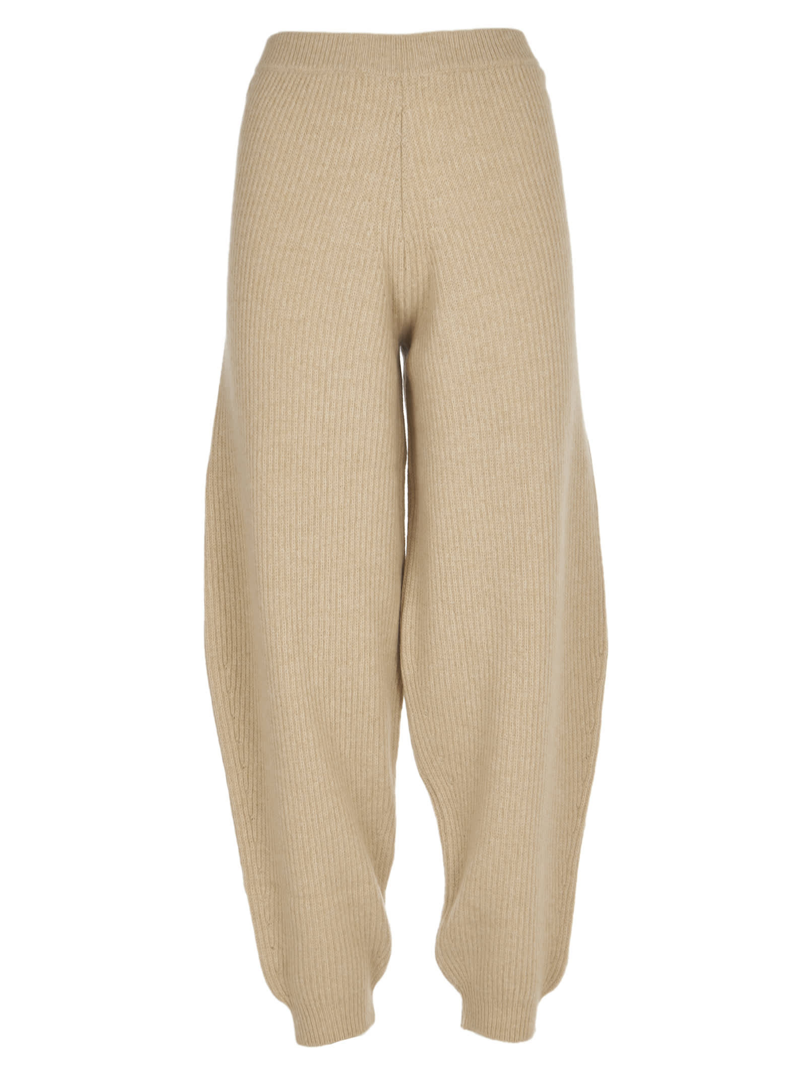 SEMICOUTURE Beige Wool Knitted Trousers