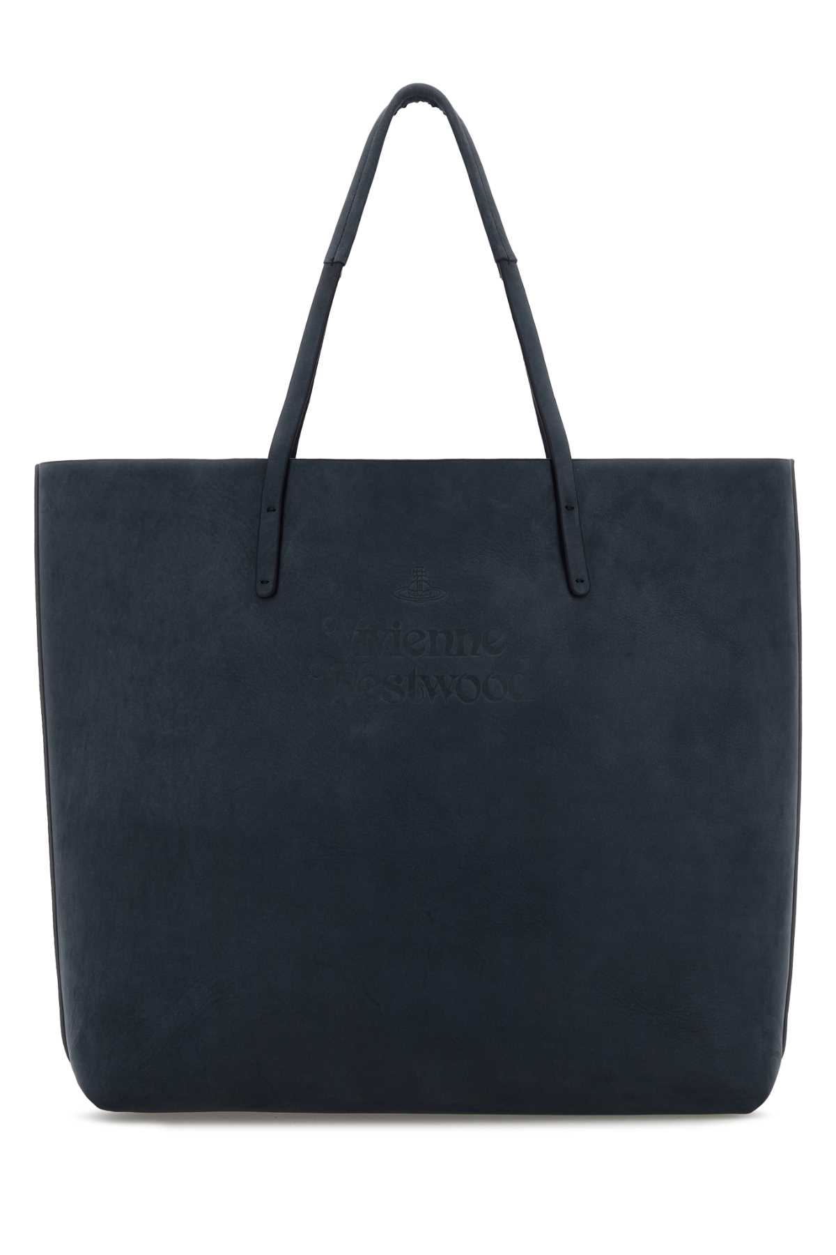 Vivienne Westwood Denim Blue Suede Studio Shopping Bag In Blue