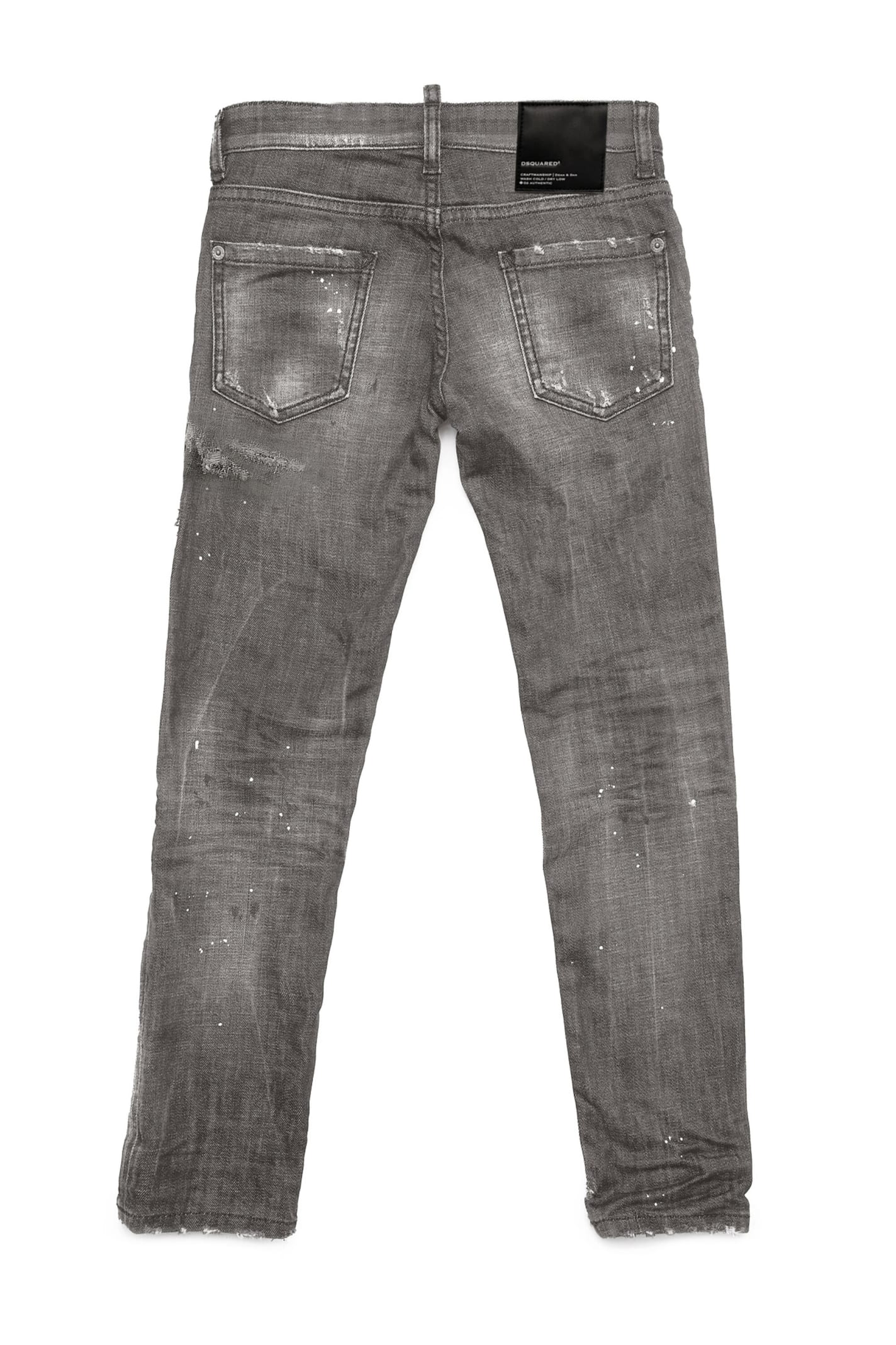 Shop Dsquared2 D2p529m Slim Jean Trousers Dsquared Slim Straight Gray Jeans Shaded With Abrasions And Stains In Denim Black