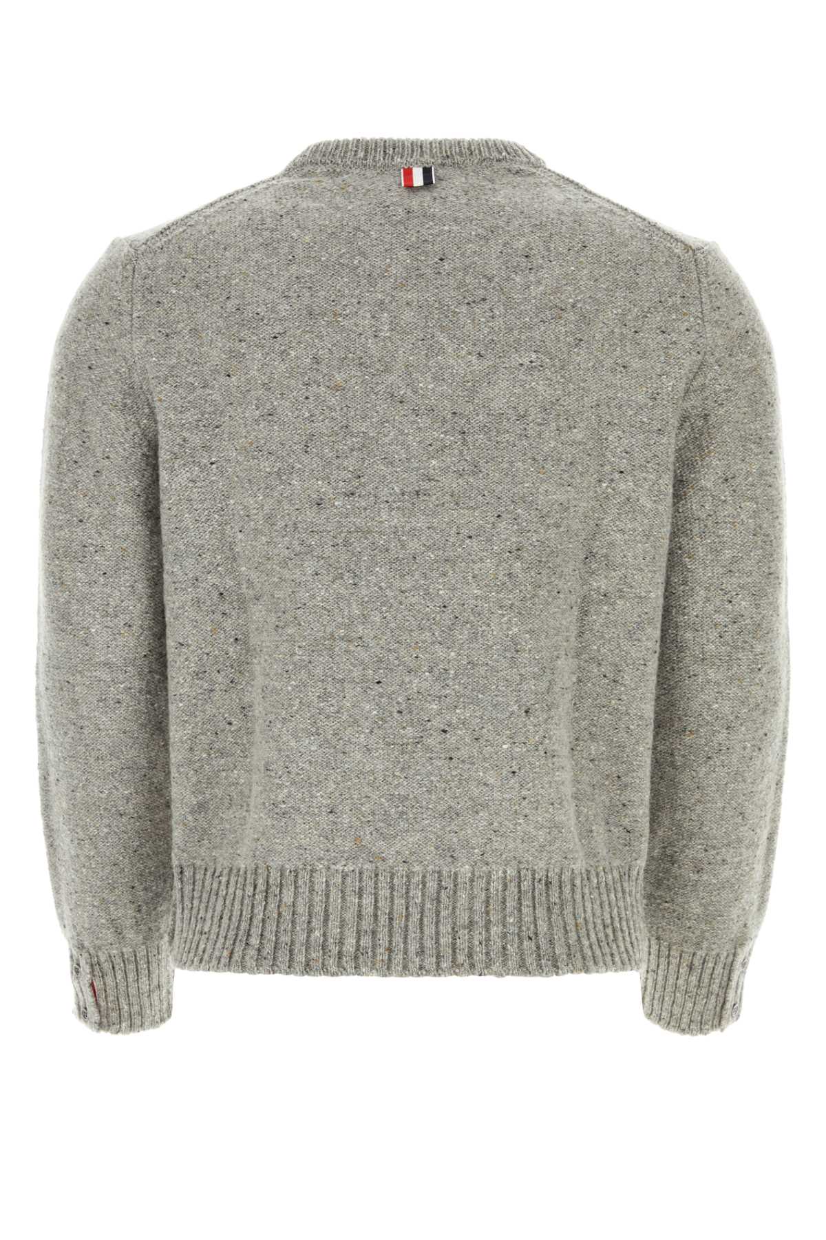 Shop Thom Browne Melange Grey Wool Blend Sweater In 055