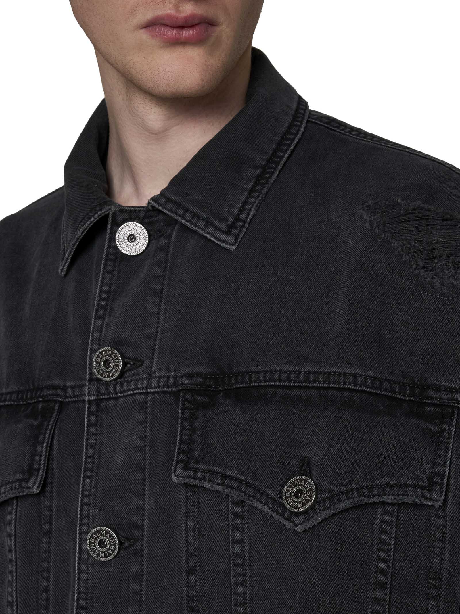 Shop Balmain Jacket In Noir Délavé