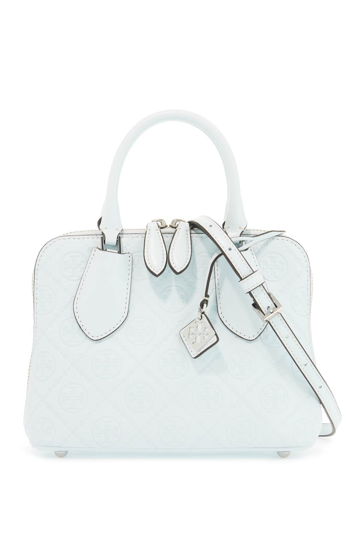 Shop Tory Burch Mini Swing T Monogram Bag Baulet In Ice Blue (light Blue)