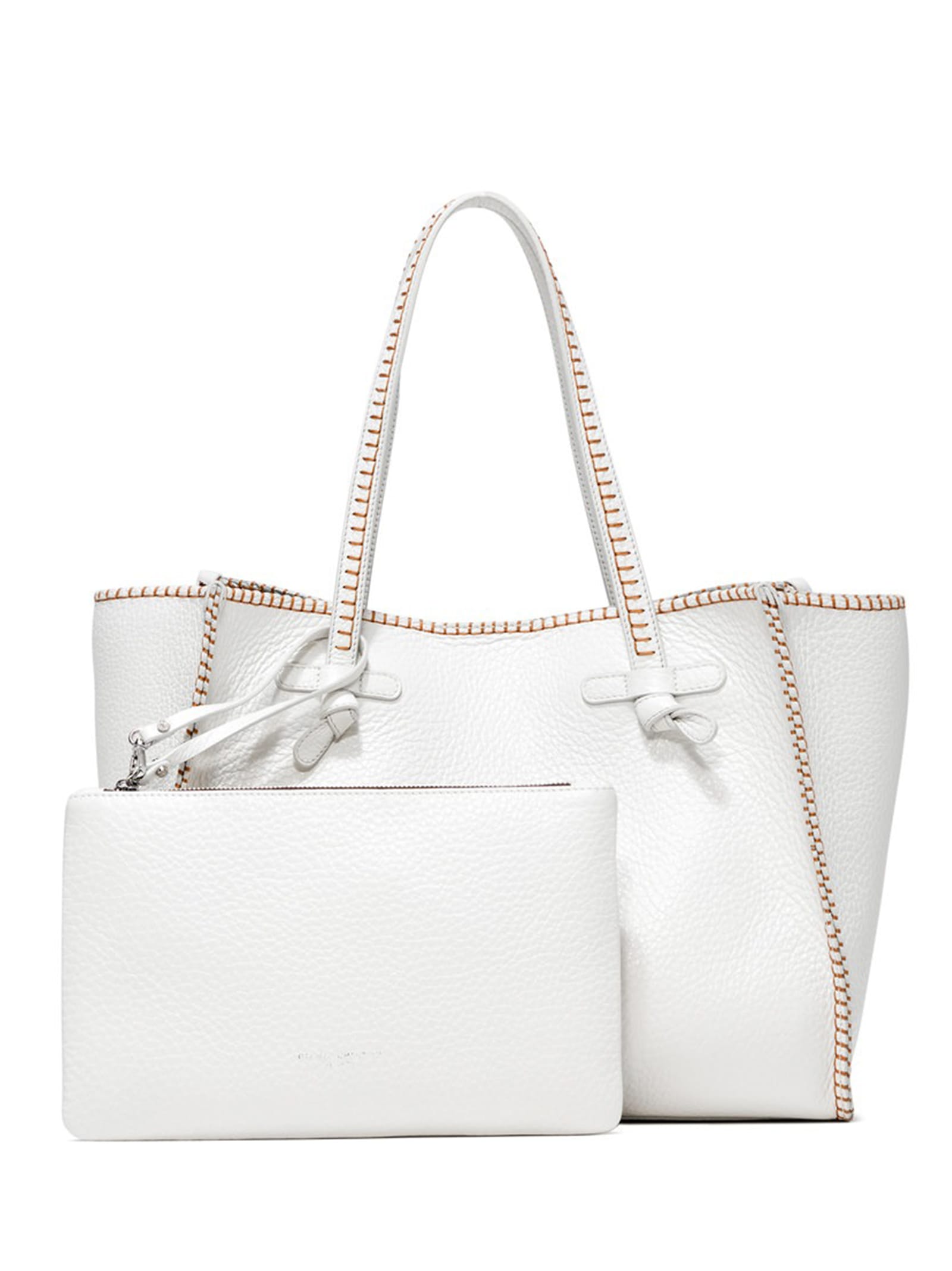Shop Gianni Chiarini White Marcella Shopping Bag In Bubble Leather In Bianco