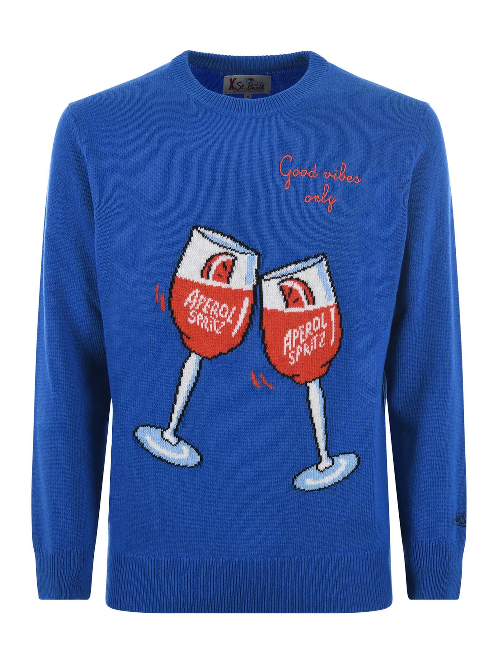 Mc2 Saint Barth Man Sweater With Aperol Spritz Print Aperol Special Edition In Blu