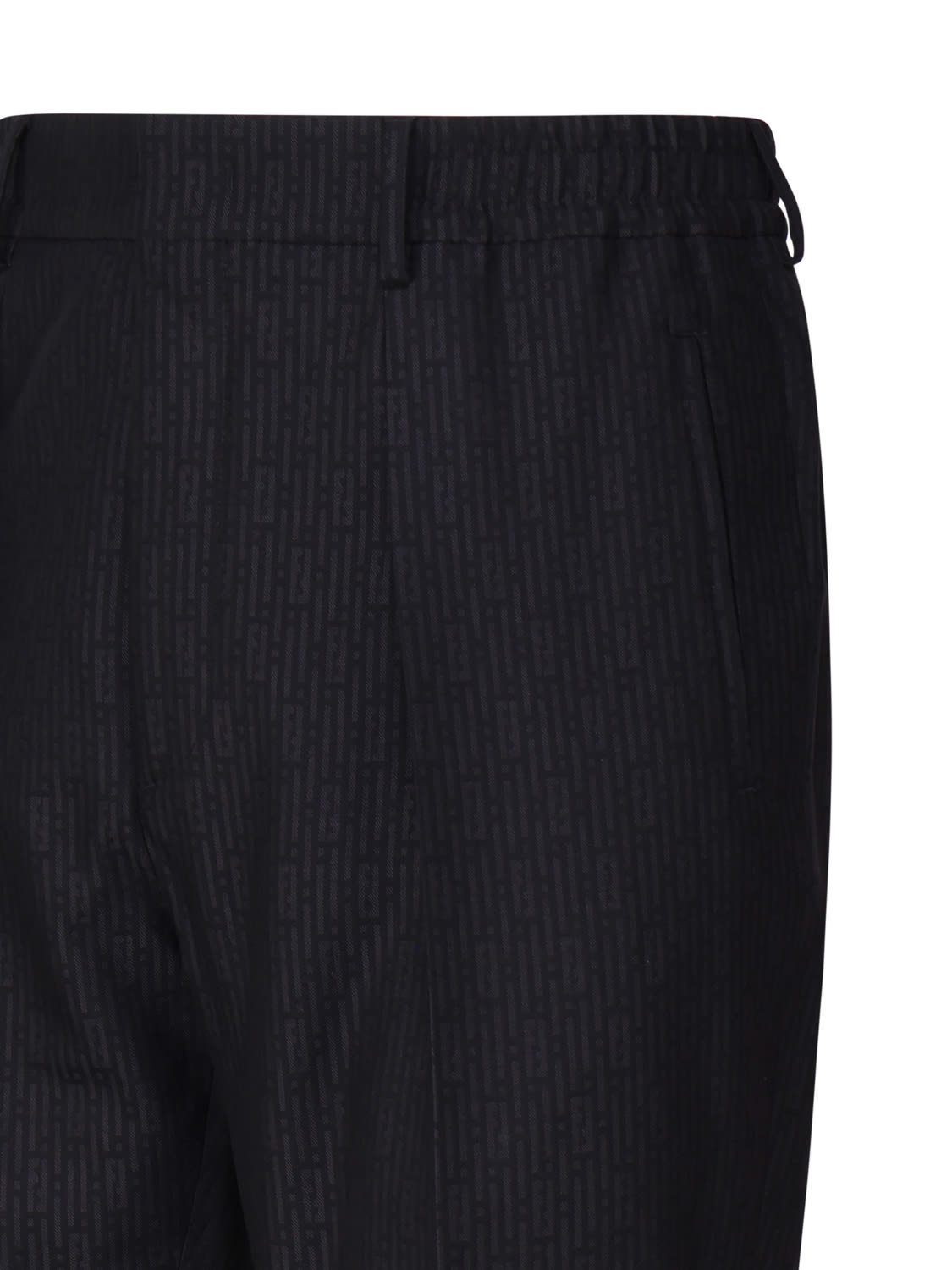 Fendi Ff Stripes Jacquard Wool Trousers In Blue