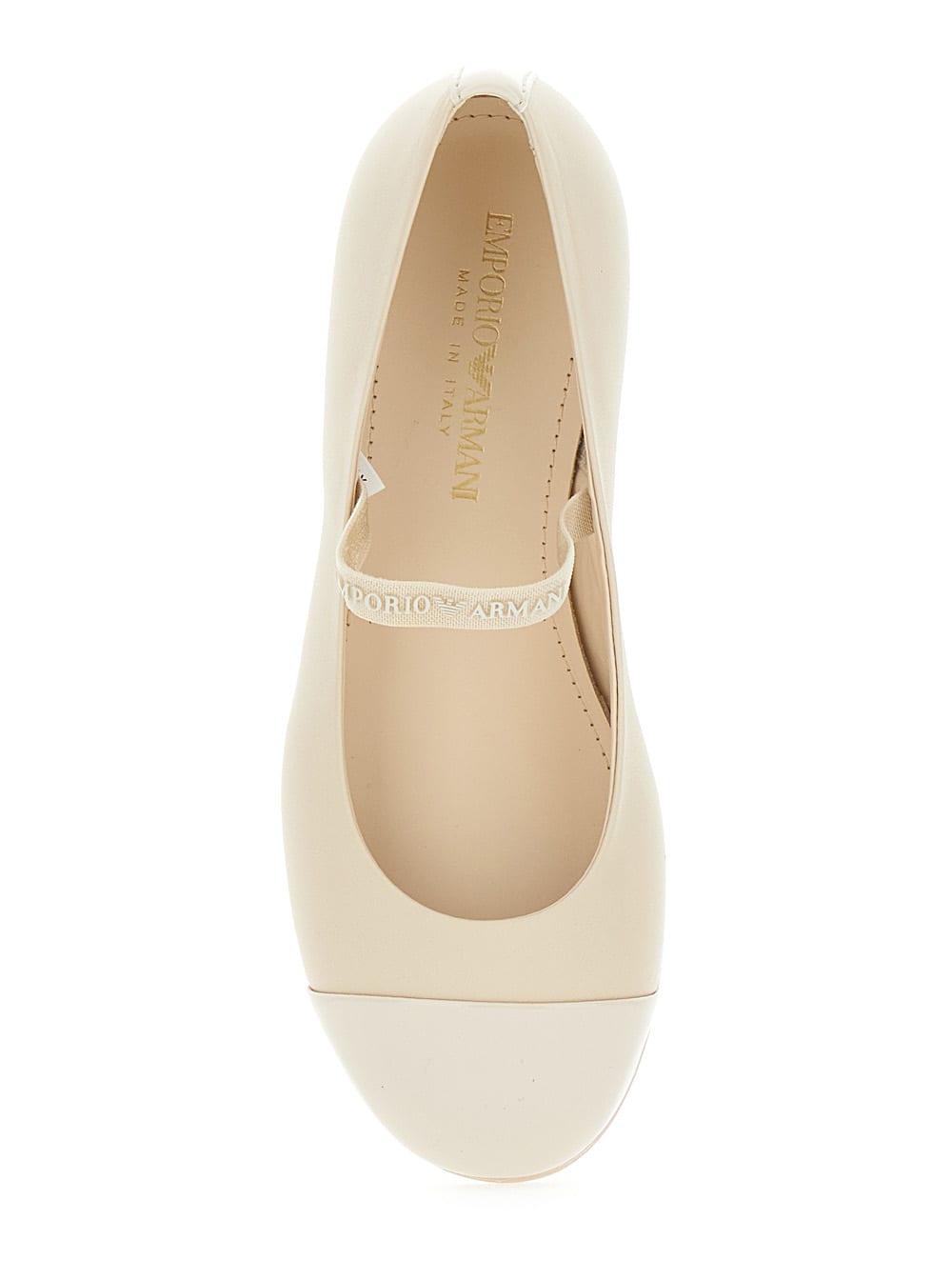 Emporio Armani Nappa-leather Ballerinas With Patent Leather Toe In Neutral