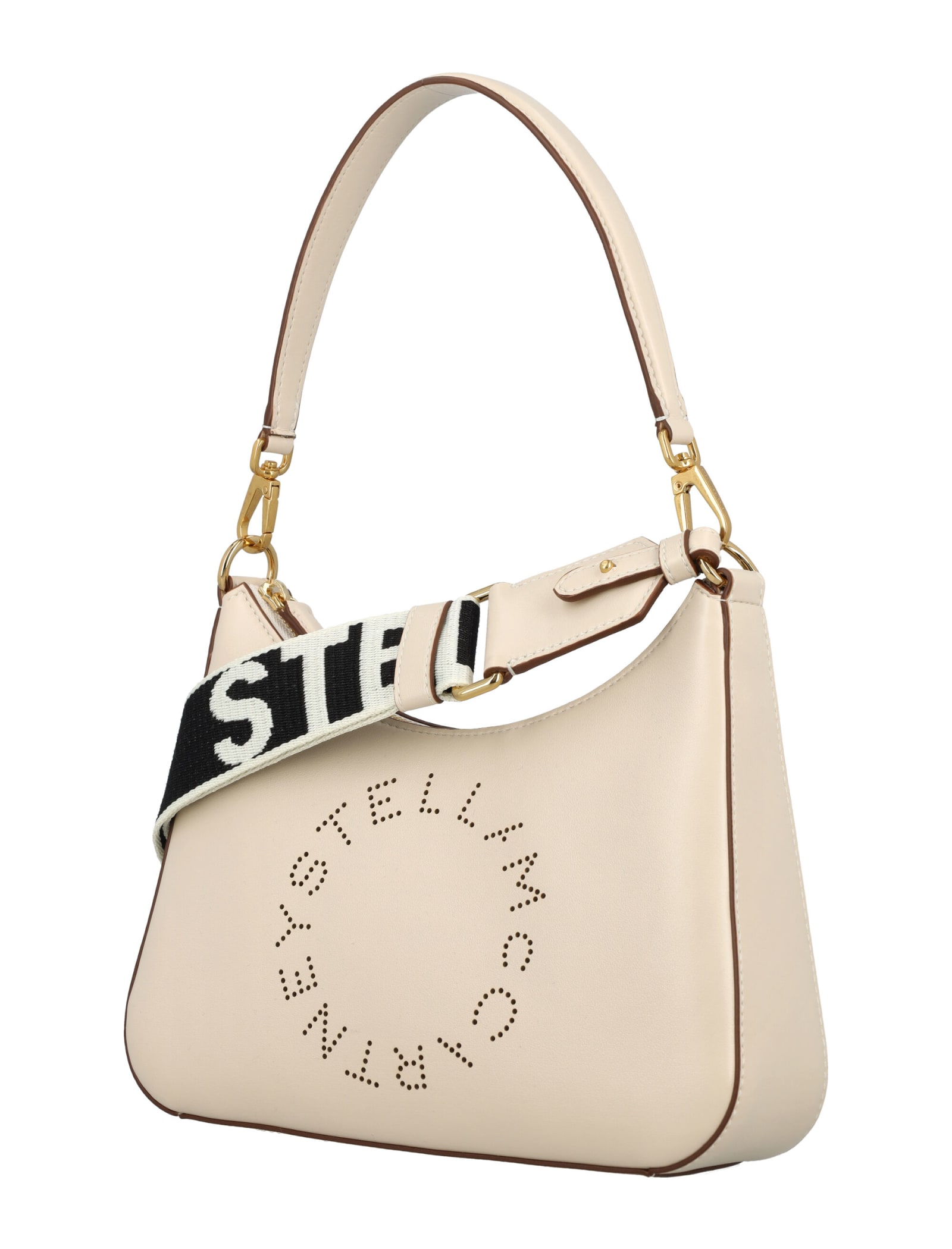 Shop Stella Mccartney Logo Small Shoulder Bag In Pure White
