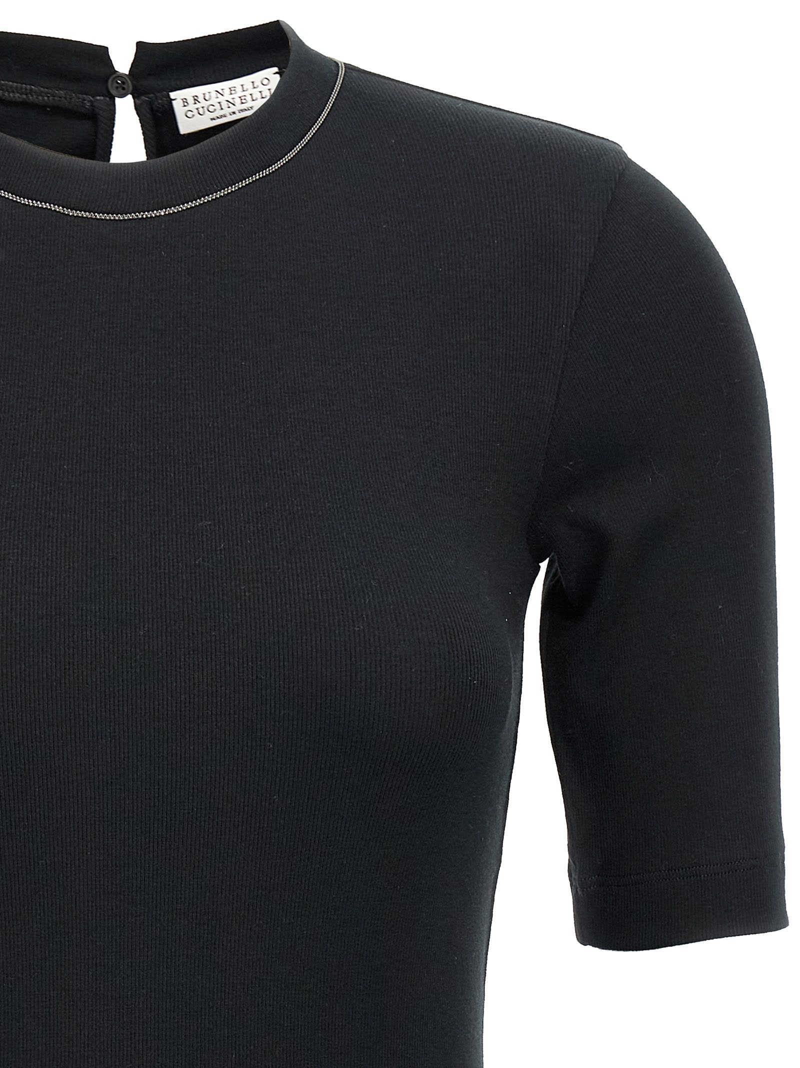 Brunello Cucinelli Monile Ribbed T-shirt In Black