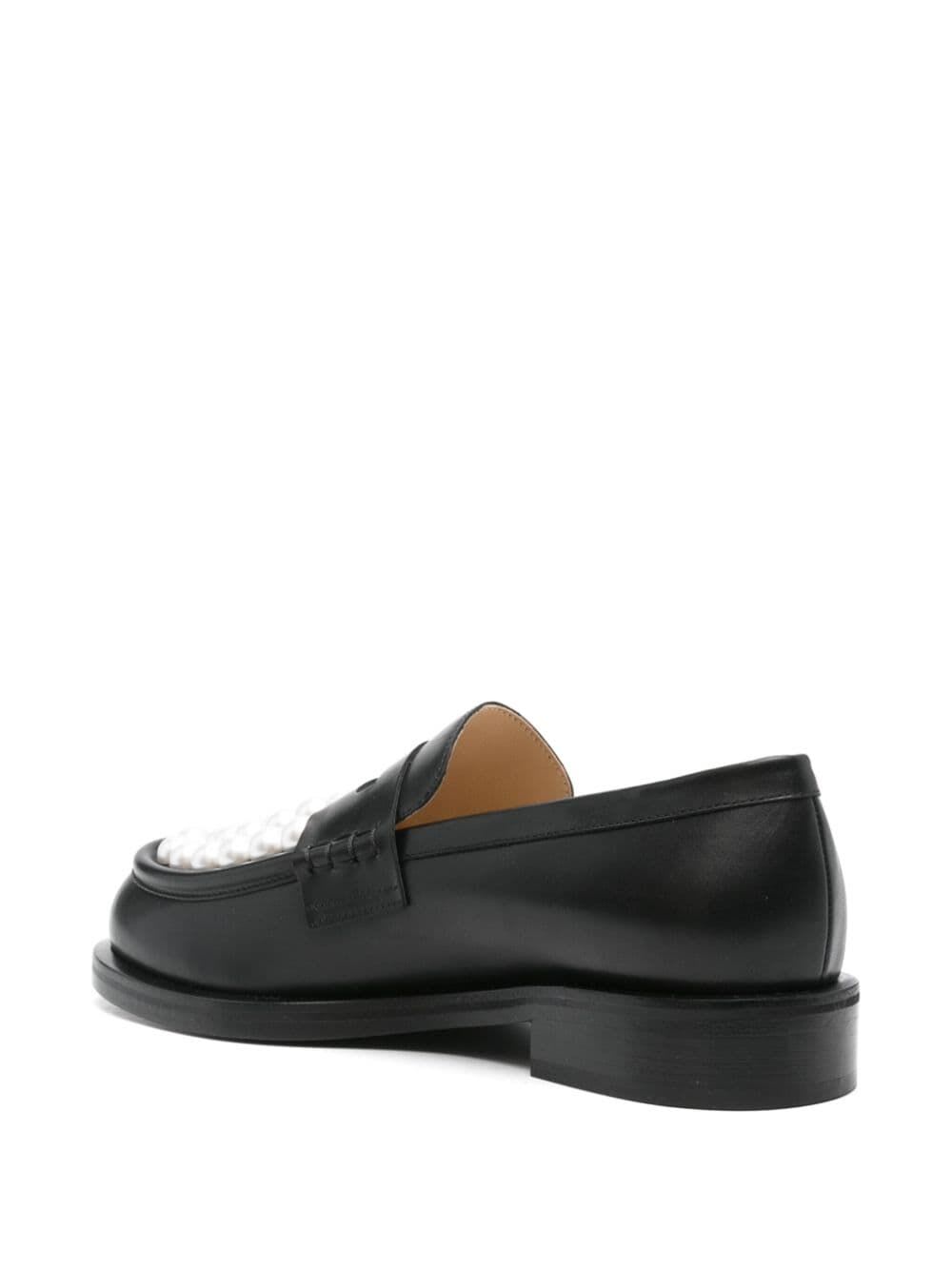 Shop Mach &amp; Mach Sirene Bicolour Pearl Loafers In Black And White