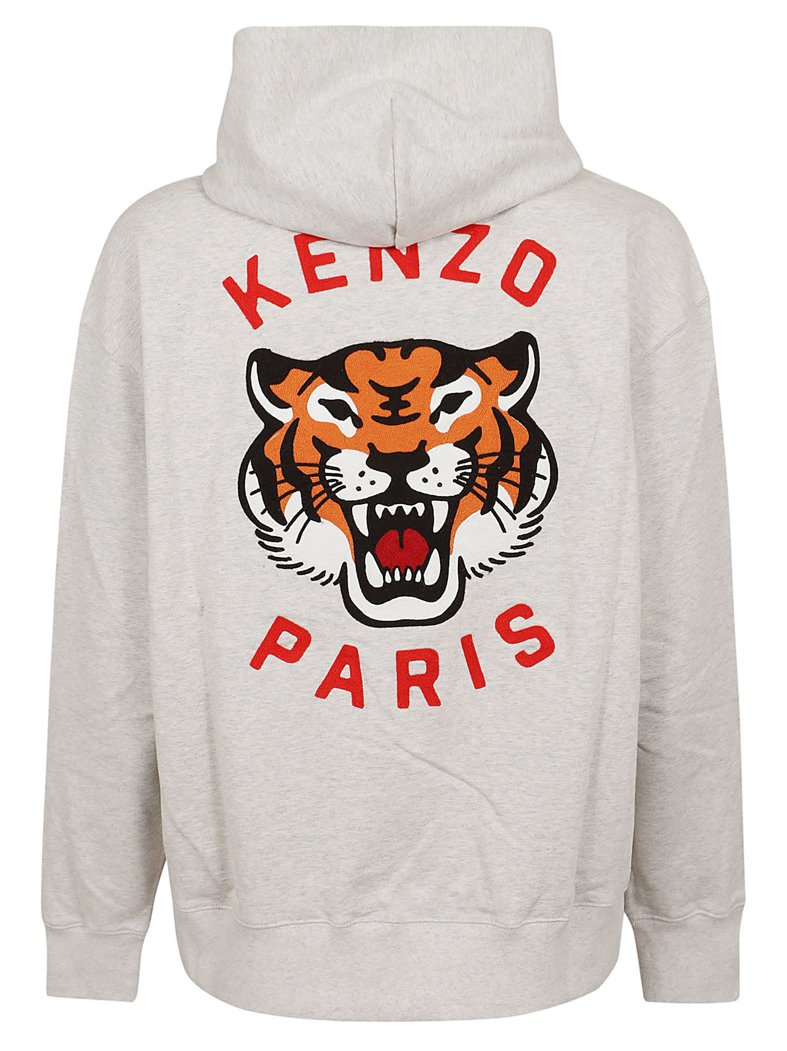 Shop Kenzo Lucky Tiger Oversize Hoodie In Pale Grey