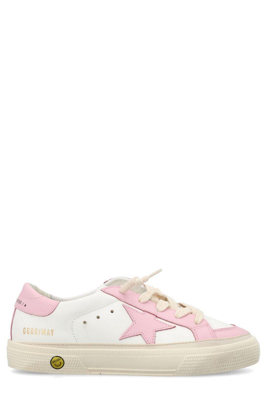 Shop Golden Goose May Lace-up Sneakers In Bianco/rosa