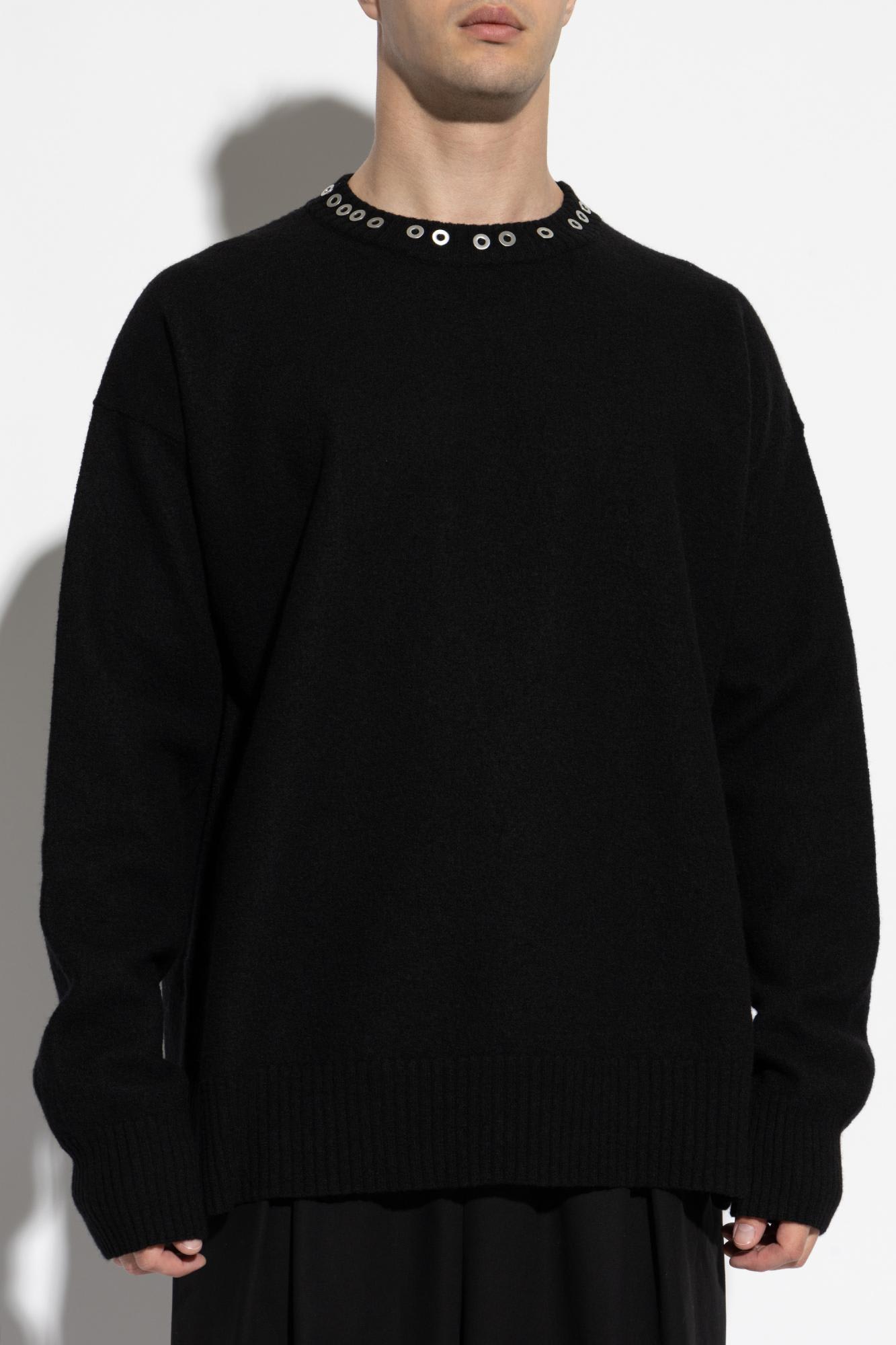 Jil Sander Crewneck Jumper With Stud Application In Black