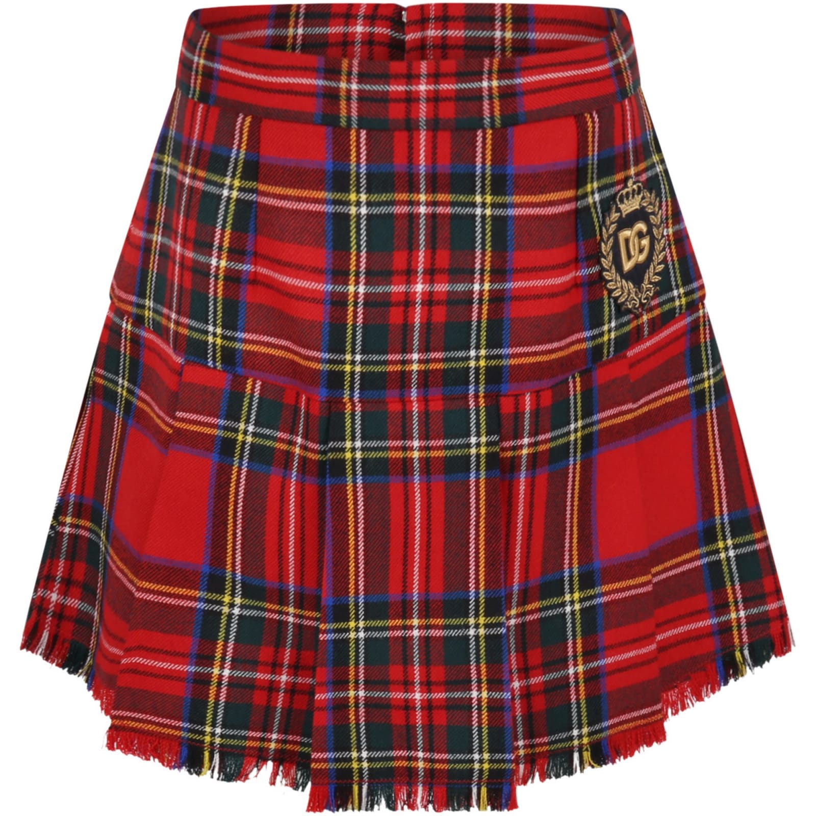 Dolce & Gabbana Red Skirt For Girl With Patch