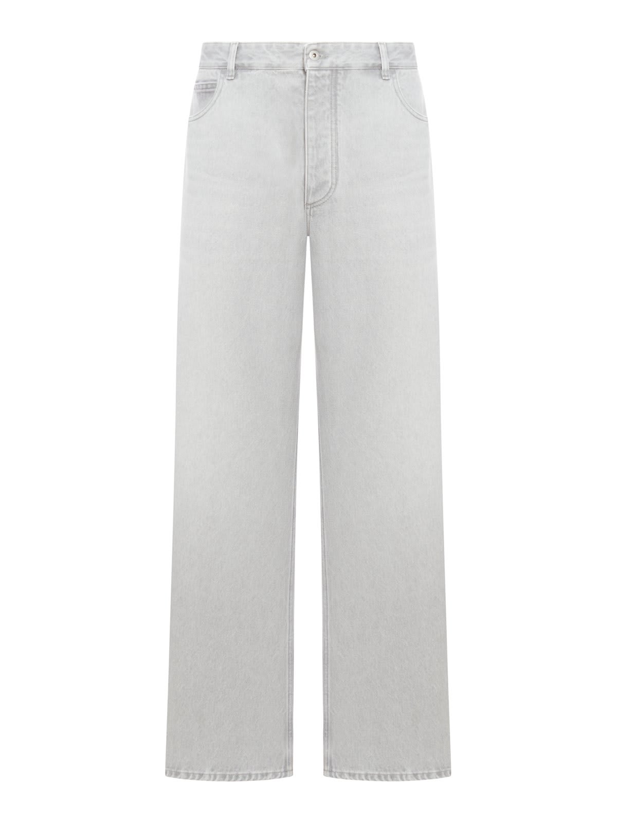 Shop Bottega Veneta Washed Denim Trousers In Grey