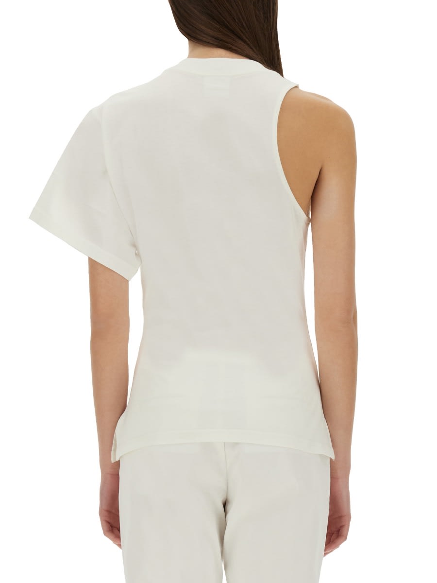Courrèges Scube One Shoulder Cotton T-shirt In White