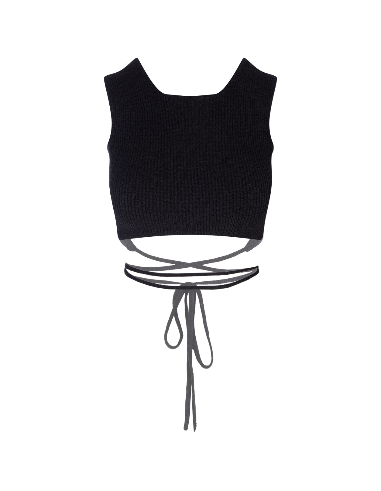 A PAPER KID BLACK KNITTED CROP TOP WITH CROSS