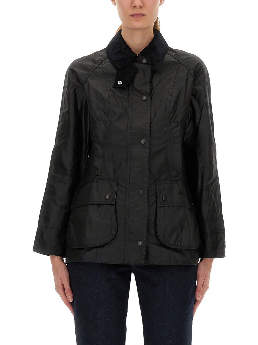 Barbour Black Beadnell Waxed Jacket In Black