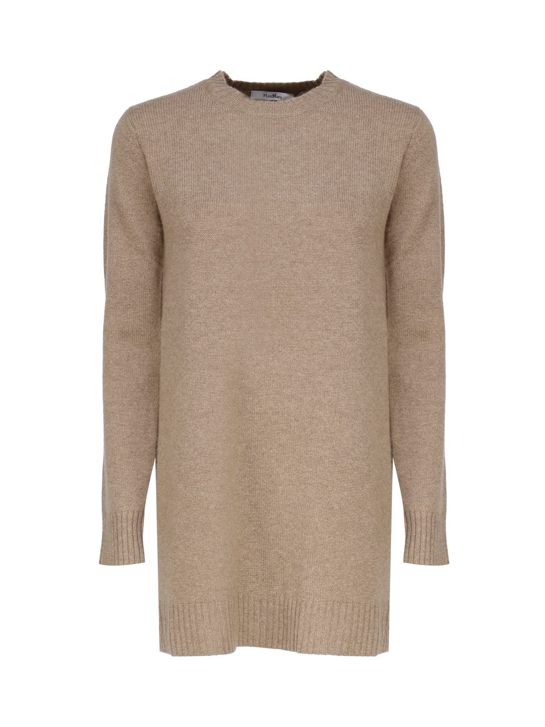 Shop Max Mara Long Cashmere Sweater In Brown