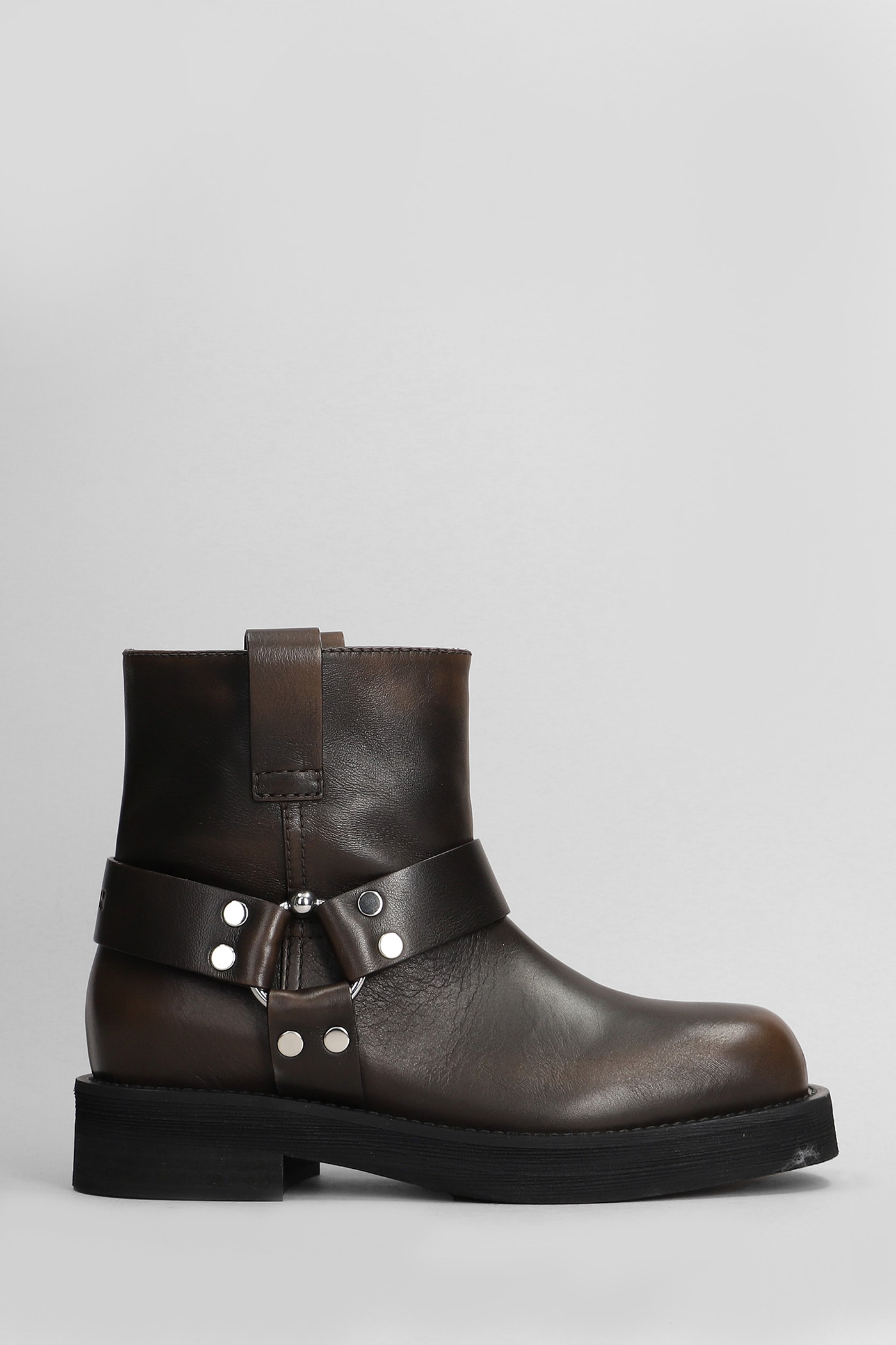 Steve 020 Low Heels Ankle Boots In Dark Brown Leather