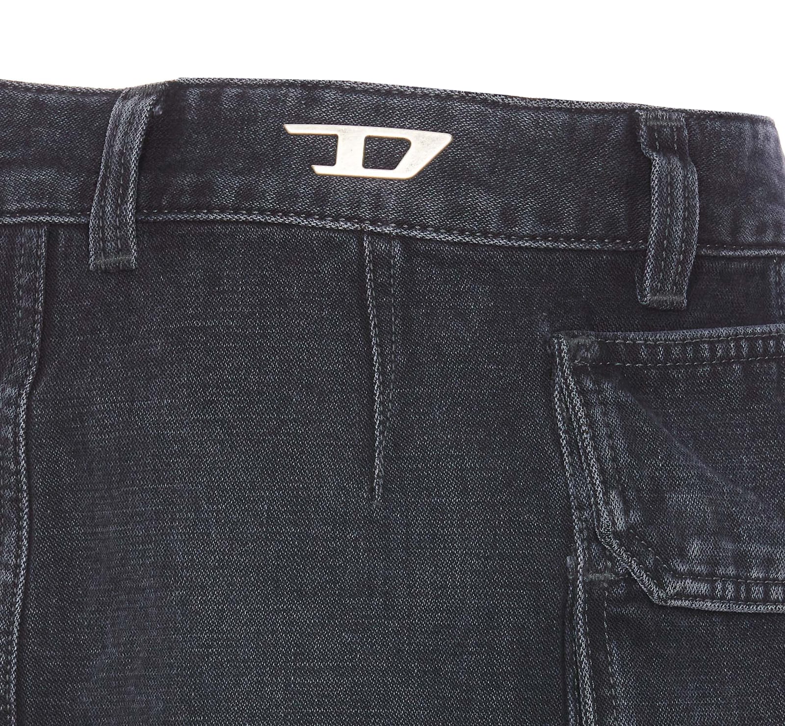 Shop Diesel De-ton Denim Skirt In Black