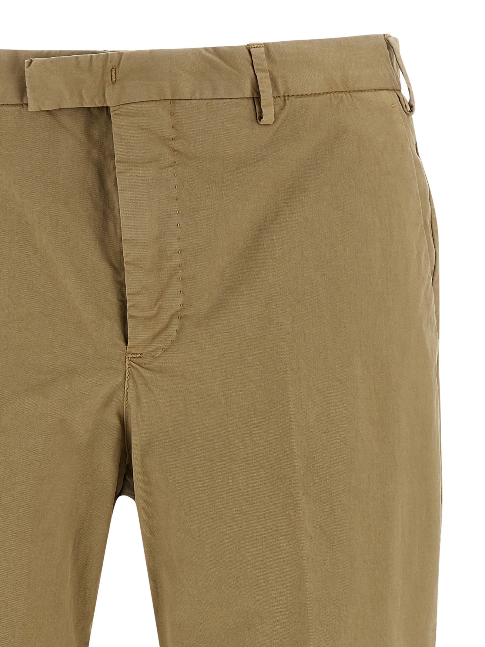 Pt Torino Beige Gabardine Trousers In Green