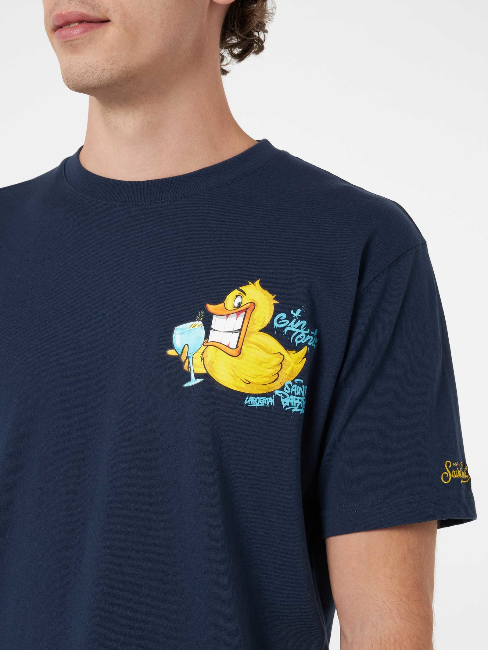 MC2 SAINT BARTH MAN COTTON T-SHIRT WITH CRYPTOPUPPETS DUCKY GIN FRONT AND BACK PLACED PRINT CRYPTOPUPPETS SPECIAL ED