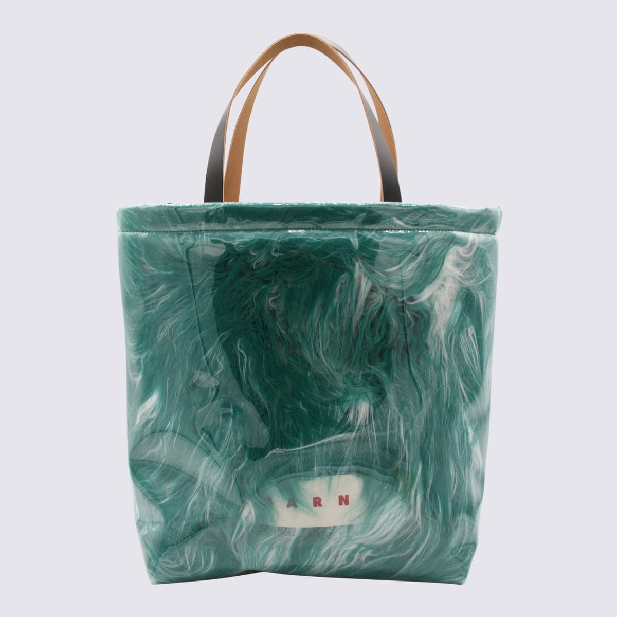 Shop Marni Emerald Green Faux Fur-leather Blend Tote Bag In Jade