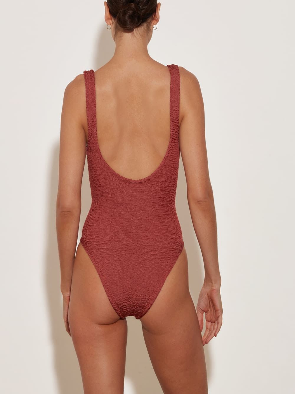 Shop Hunza G Celine Swim With Tonal Hoops In Rose