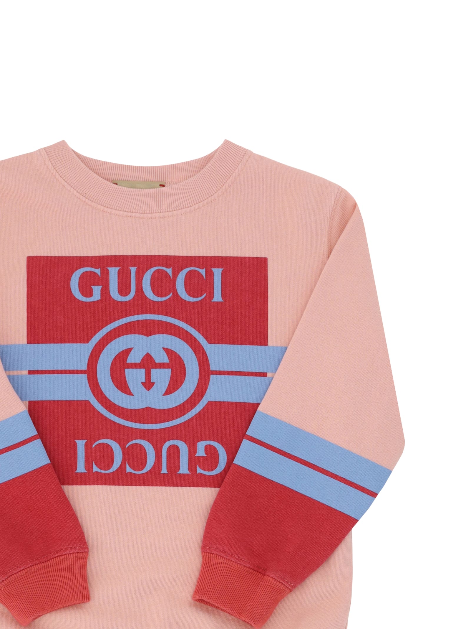 Shop Gucci Sweatshirt For Girl In Pink/sky/tulips