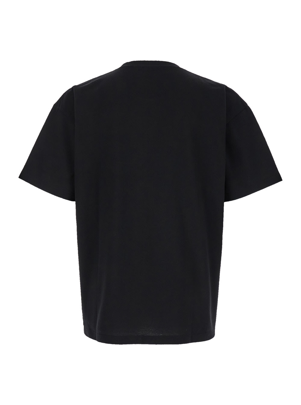 Shop Saint Laurent Black Crewneck T-shirt With Cassandre Detail In Cotton Blend Man